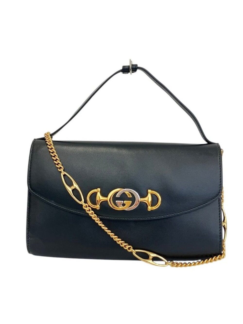 Gucci Zumi Leather Chain Shoulder Bag Black